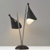 Matte Black Metal Two Light Desk Lamp Smart Outlet Compatible - Image 3