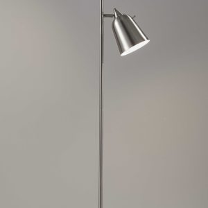 58" Black Two Light Novelty Floor Lamp With Silver Cone Shade
