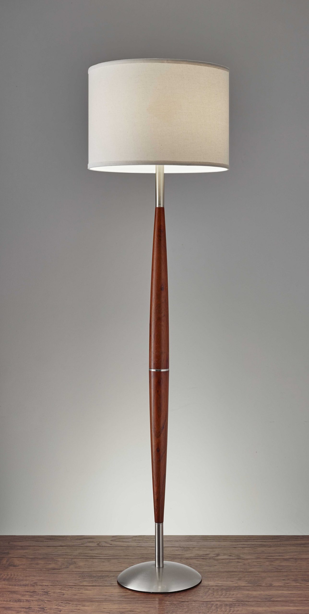61" Solid Wood Traditional Shaped Floor Lamp With White Drum Shade - Image 2