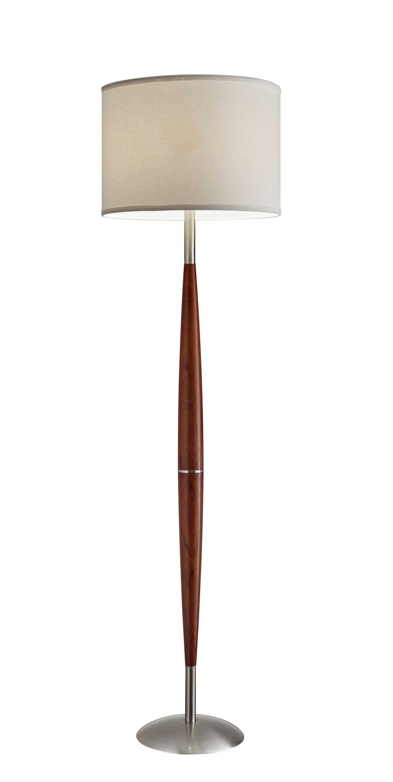 61" Solid Wood Traditional Shaped Floor Lamp With White Drum Shade - Image 3