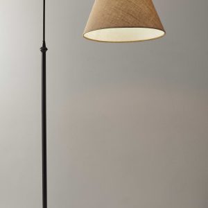 61" Bronze Arched Floor Lamp With Brown Empire Shade