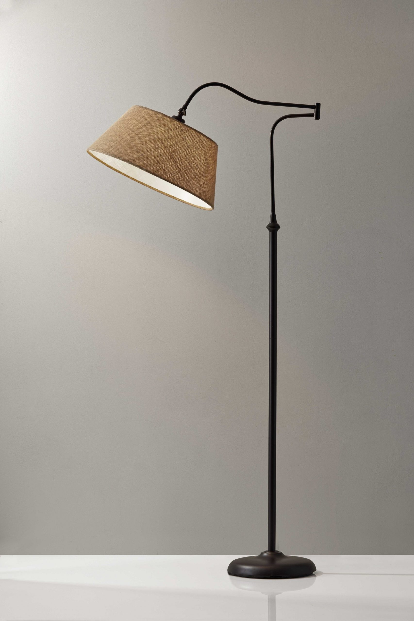 61" Bronze Arched Floor Lamp With Brown Empire Shade - Image 4