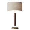 Antique Brass Metal and Walnut Wood Table Lamp