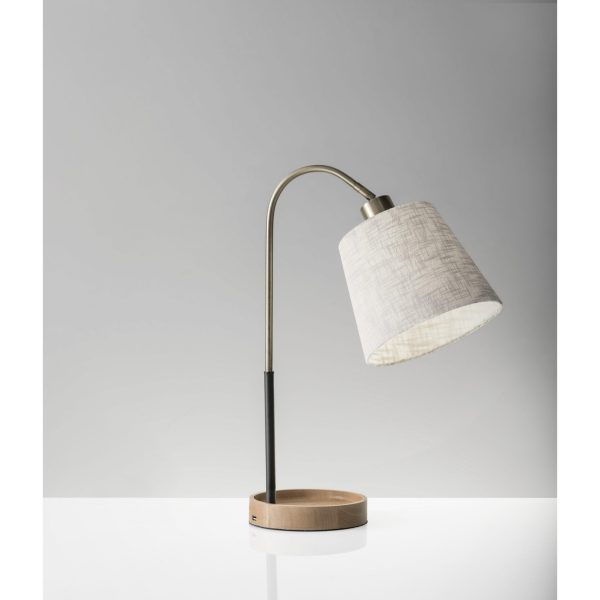 21" Natural Brown Metal Desk Table Lamp With White Shade - Image 2