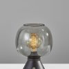 Smoked Glass Globe Shade with Vintage Edison Bulb and Matte Black Metal Table Lamp