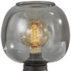 Smoked Glass Globe Shade with Vintage Edison Bulb and Matte Black Metal Table Lamp - Image 4