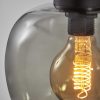 Smoked Glass Globe Shade with Vintage Edison Bulb and Matte Black Metal Arc Table Lamp - Image 3