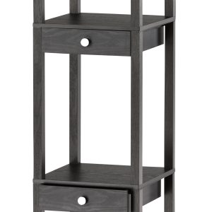 Three Drawer and Shelf Floor Lamp with Black Wood Finish