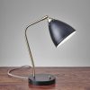 Black Metal and Antique Brass Adjustable USB Port Desk Lamp