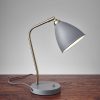 Grey Metal and Antique Brass Adjustable USB Port Desk Lamp