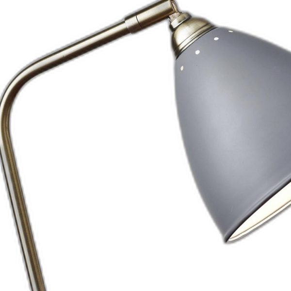 Grey Metal and Antique Brass Adjustable USB Port Desk Lamp - Image 5