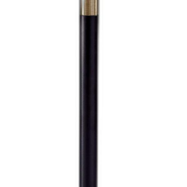 Antique Brass Metal Tripod Base with Matte Black Accent and Tall Natural Fabric Shade Table Lamp - Image 5