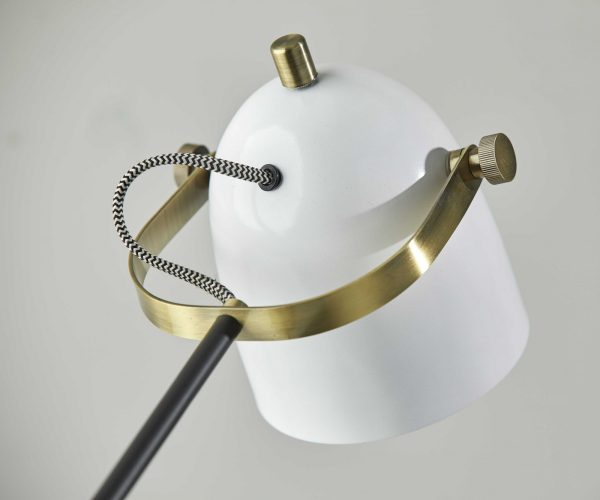29" Gold Metal Standard Table Lamp With White Shade - Image 3
