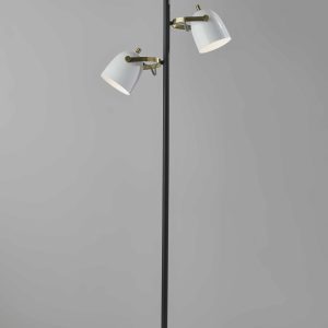 Three Light Floor Lamp with Adjustable White Metal Shades