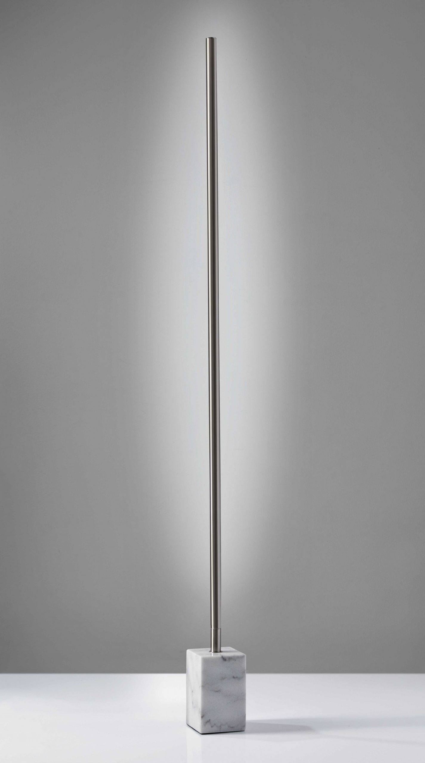 Minimalist Ambient Glow LED Floor Lamp with Dimmer in Brushed Steel and White Marble - Image 2