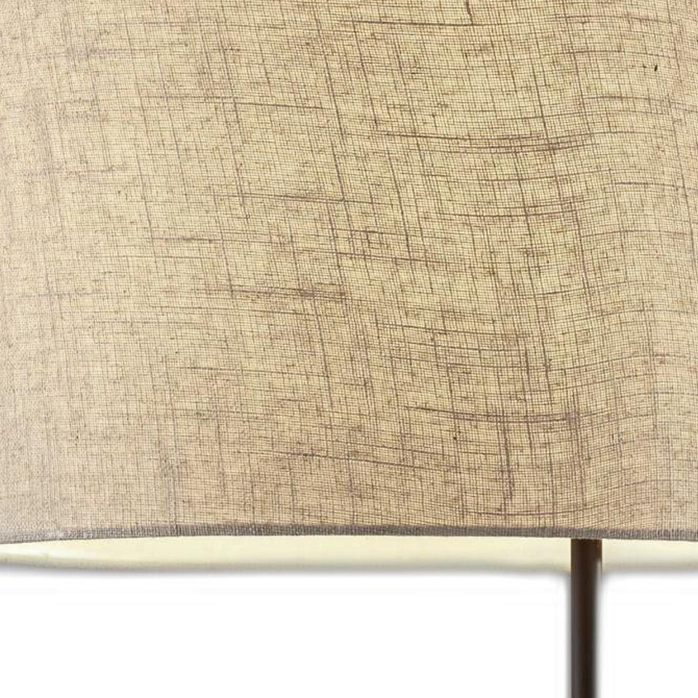 64" Black Tray Table Floor Lamp With Beige Drum Shade - Image 5