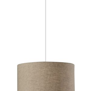 Burlap Fabric Light Brown Electric Drum Pendant Lamp