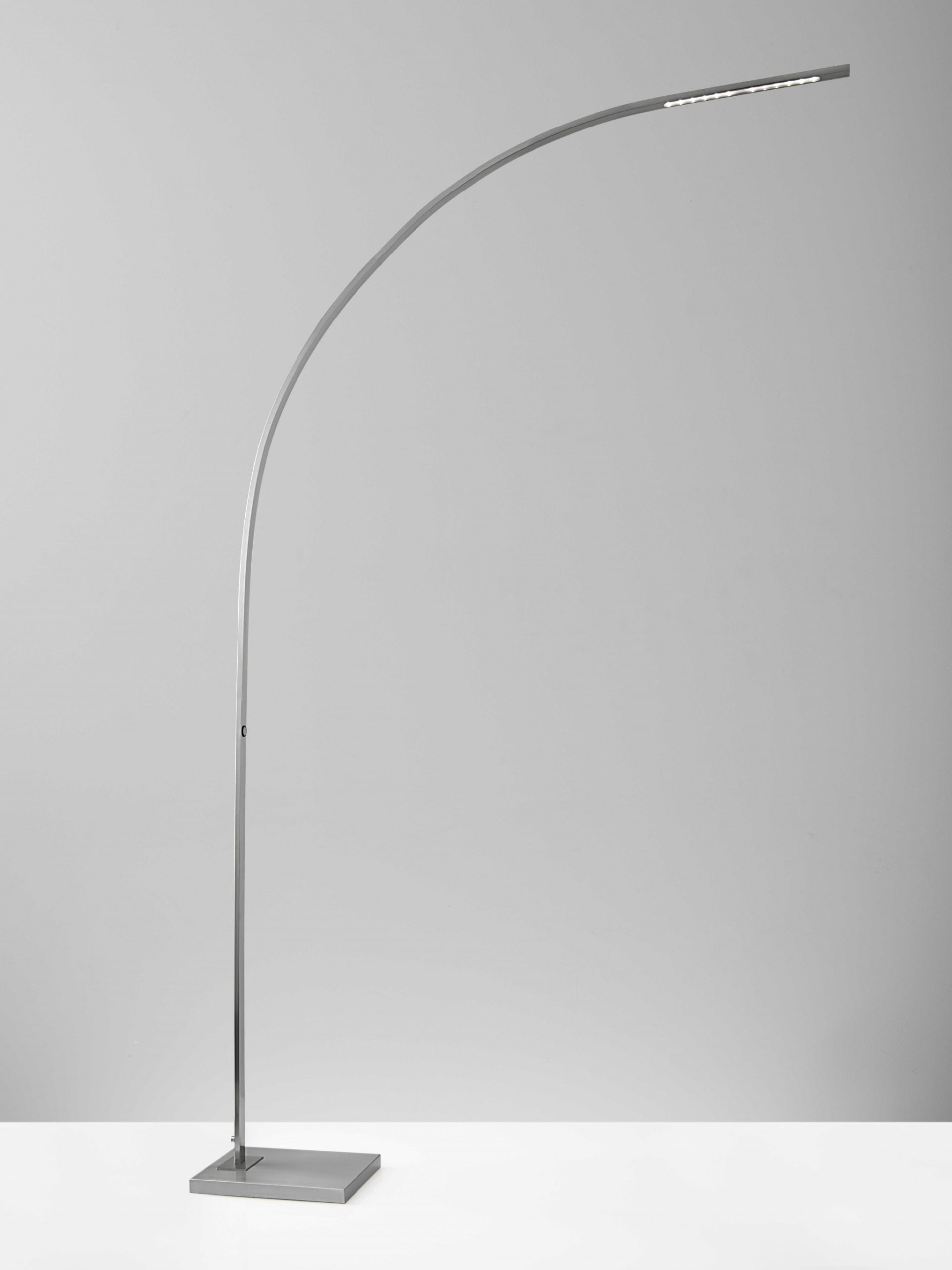 Futuristic Brushed Steel Metal LED Arc Floor Lamp - Image 2