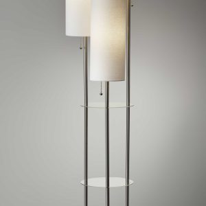 68" Three Light Novelty Floor Lamp With White Drum Shade
