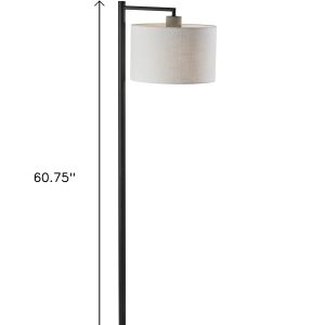 61" Swing Arm Floor Lamp With White Drum Shade