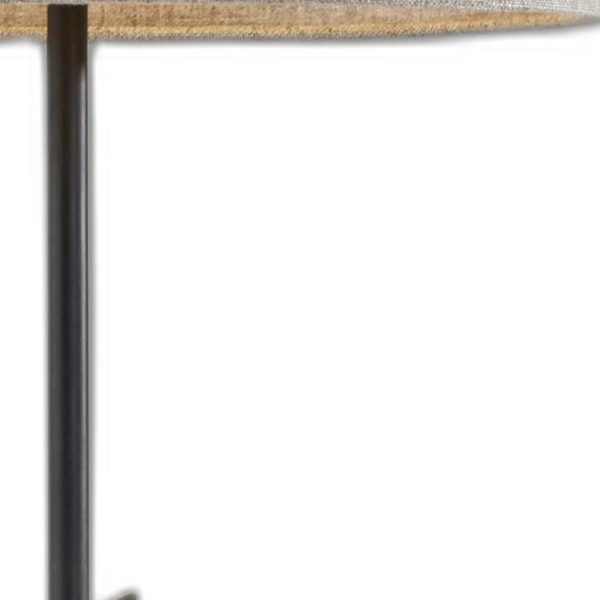 Sculptural Wood Black Metal Table Lamp - Image 4