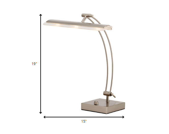 Wide Angle Adjustable Brushed Steel Metal LED Desk Lamp - Image 4