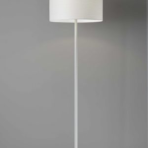 60" White Traditional Shaped Floor Lamp With White Drum Shade