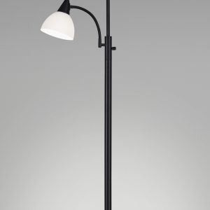 Torchiere Plus Chairside Floor Lamp in Black Metal