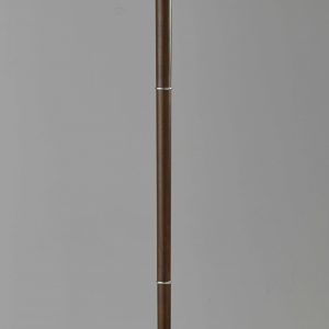 Deco Torchiere in Walnut Wood and Satin Steel Metal