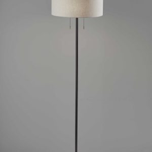 60" Black Traditional Shaped Floor Lamp With White Drum Shade