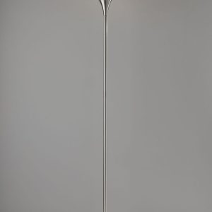 Chalice Mixed Material Torchiere With Steel Metal White Milky Glass