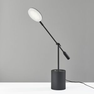 Three Color Adjustable Floor Lamp Black Metal Saucer LED
