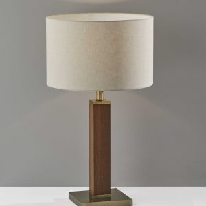 Walnut Wood Finish Monument Table Lamp