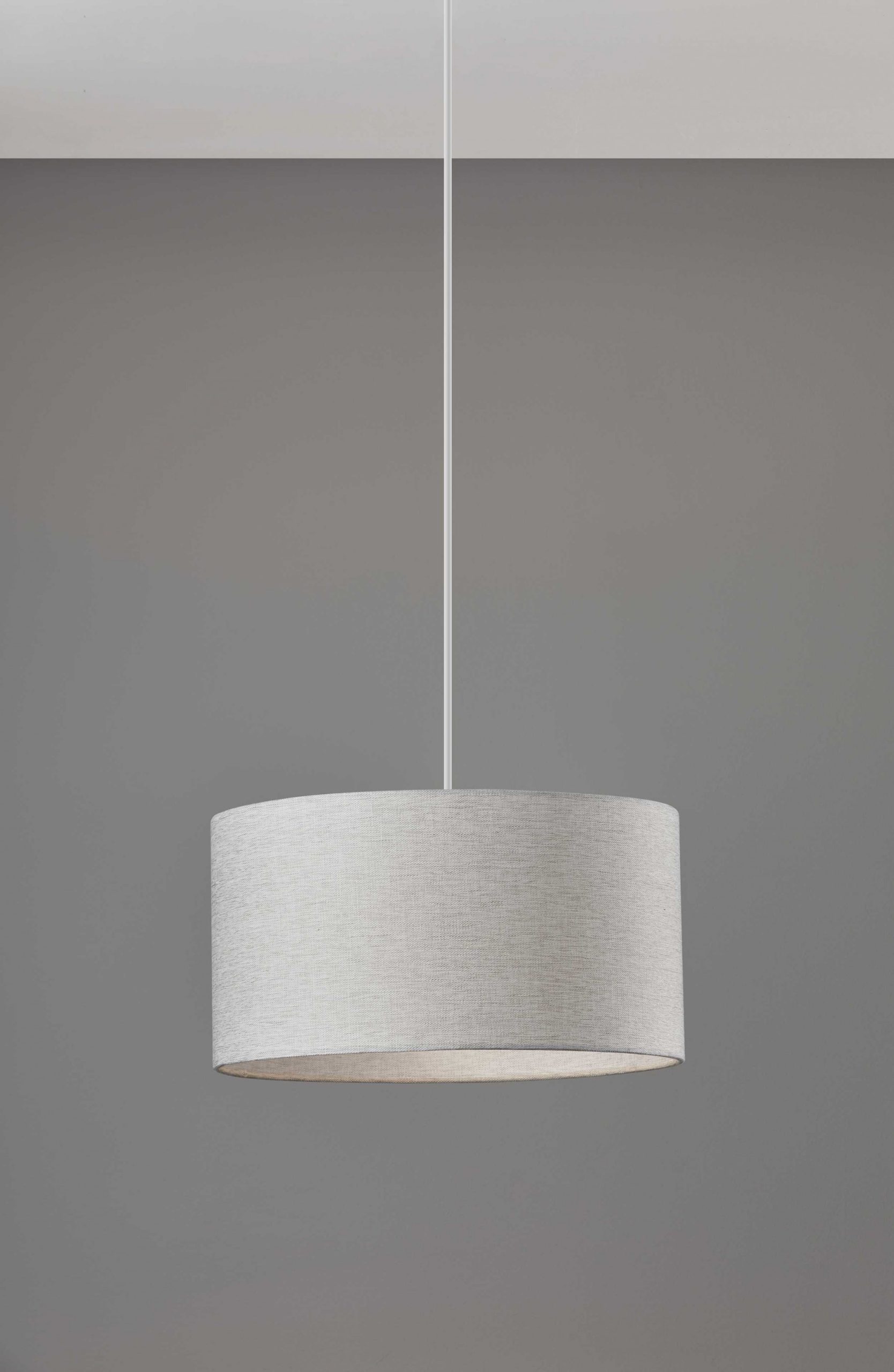 White Fabric Sleek Drum Pendant Lamp - Image 2