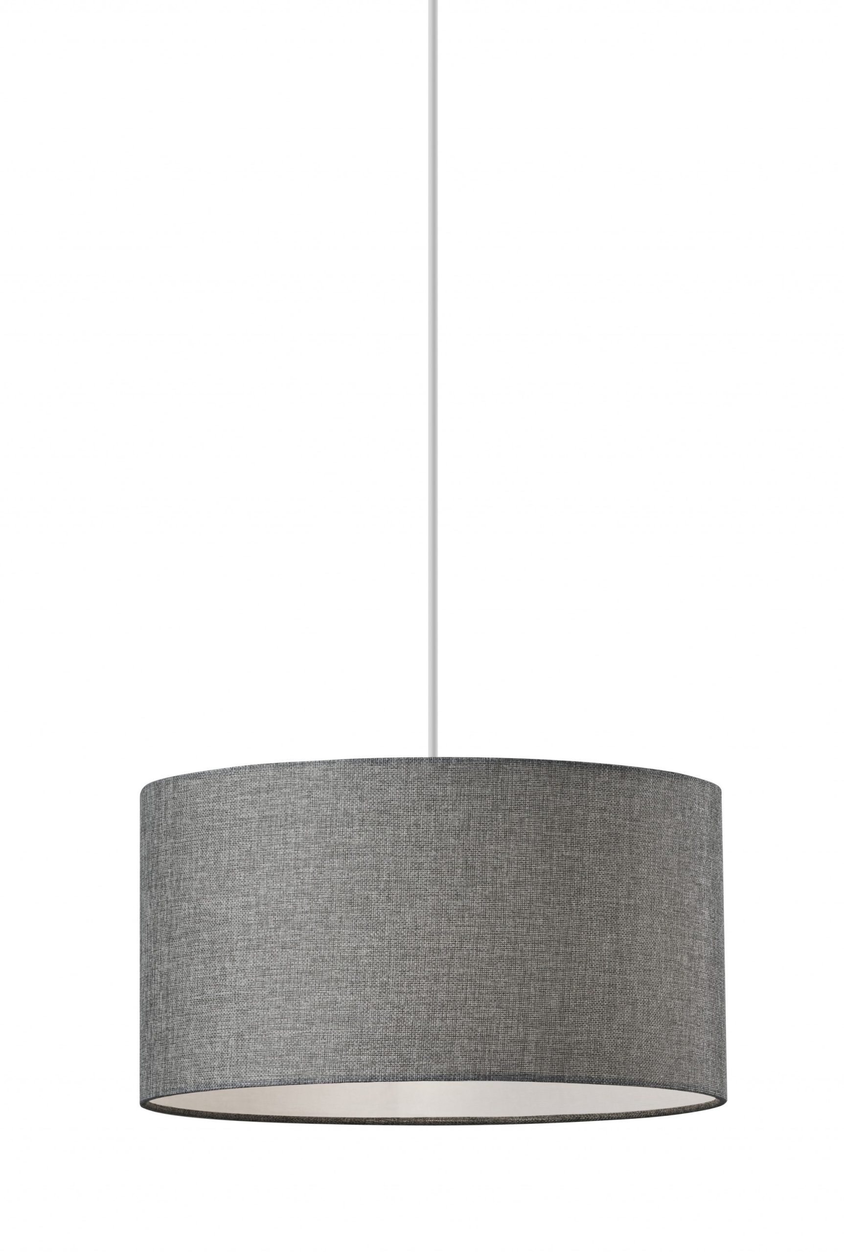 Heather Grey Fabric Shade Electric Drum Pendant - Image 2