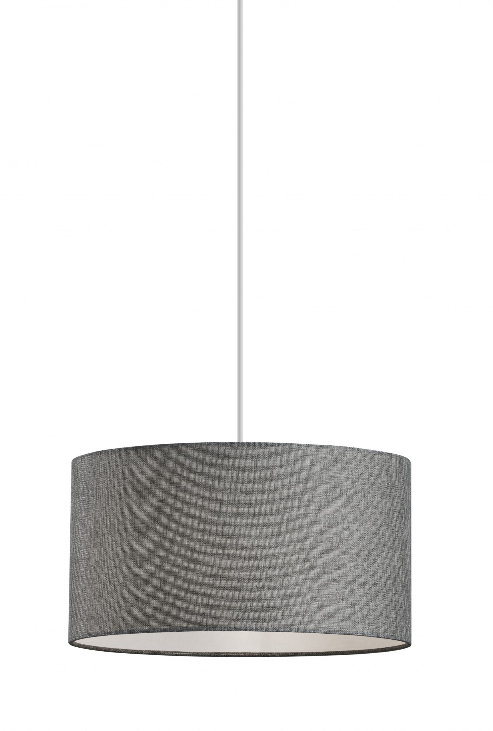 Heather Grey Fabric Shade Electric Drum Pendant - Image 3