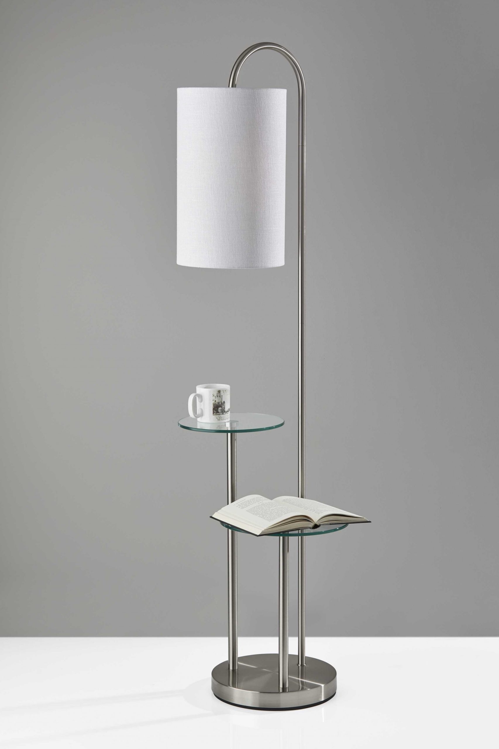 66" Tray Table Floor Lamp With White Drum Shade - Image 2