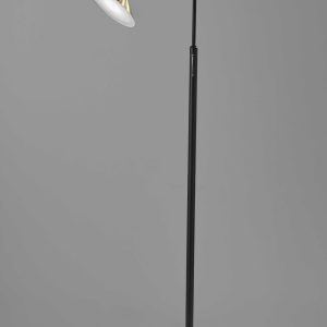 Adjustable Brass Spotlight LED Floor Lamp in Black Metal