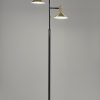 Double Brass Spotlight LED Floor Lamp in Black Metal - Image 3