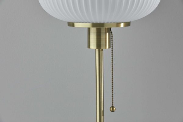 Antique Brass Striped Glass Glow Table Lamp - Image 2