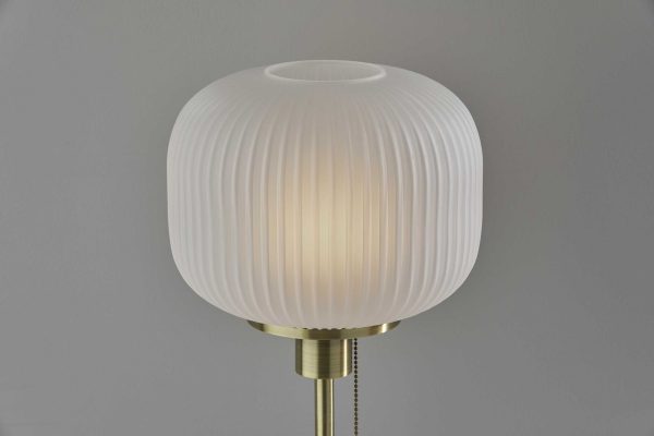 Antique Brass Striped Glass Glow Table Lamp - Image 3
