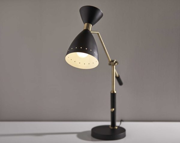 Brass Cinch Black Metal Adjustable Desk Lamp - Image 2