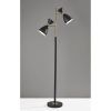Two Light Brass Cinch Floor Lamp in Black Metal - Image 2