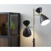 Two Light Brass Cinch Floor Lamp in Black Metal - Image 3