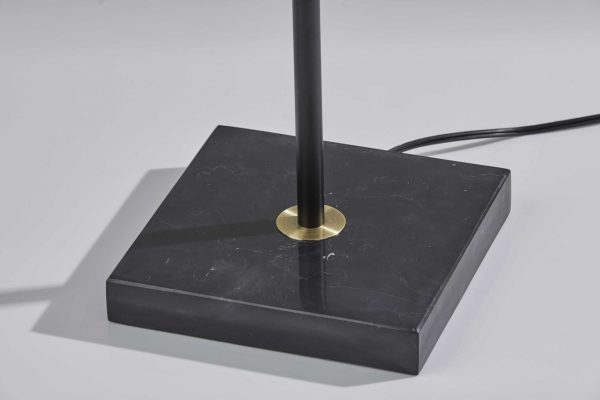 Sleek Torchiere Black Metal Frosted Alabaster Glass Shade - Image 2