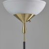 Sleek Torchiere Black Metal Frosted Alabaster Glass Shade - Image 3