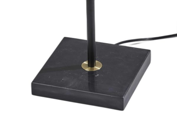 Sleek Torchiere Black Metal Frosted Alabaster Glass Shade - Image 4