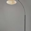 Paper Lantern Floor Lamp Black Metal Crescent Arm
