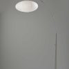 Paper Lantern Floor Lamp Brushed Steel Metal Crescent Arm