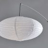 Paper Lantern Floor Lamp Brushed Steel Metal Crescent Arm - Image 2